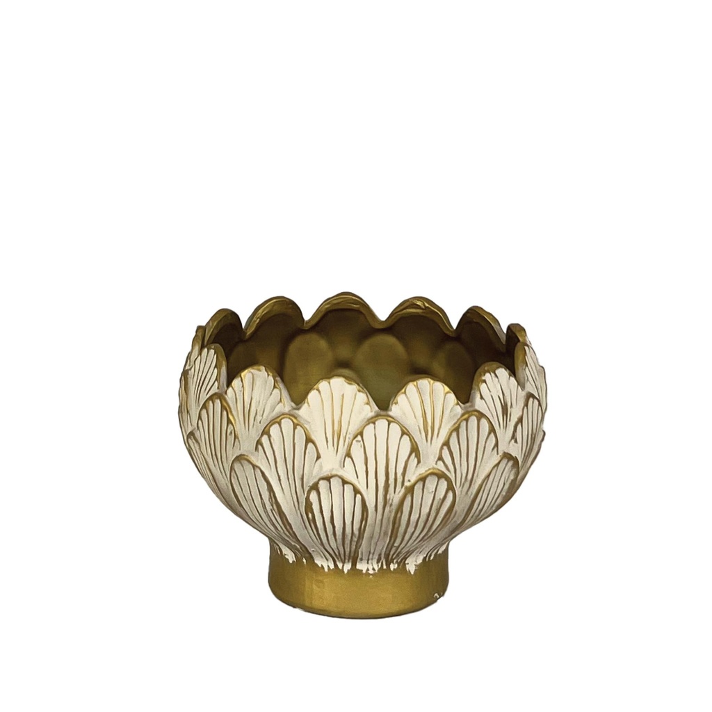 Amarina footed bowl gold - 8.5x6."