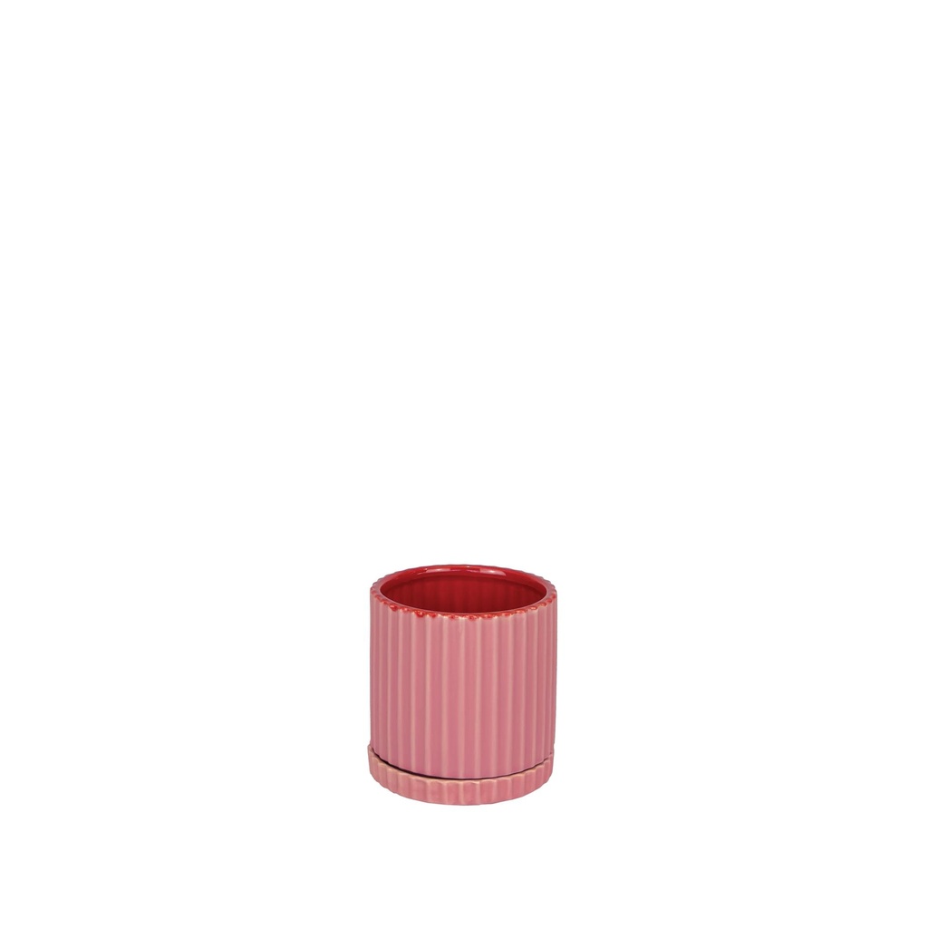 Caris pot round pink red 5.25x5"