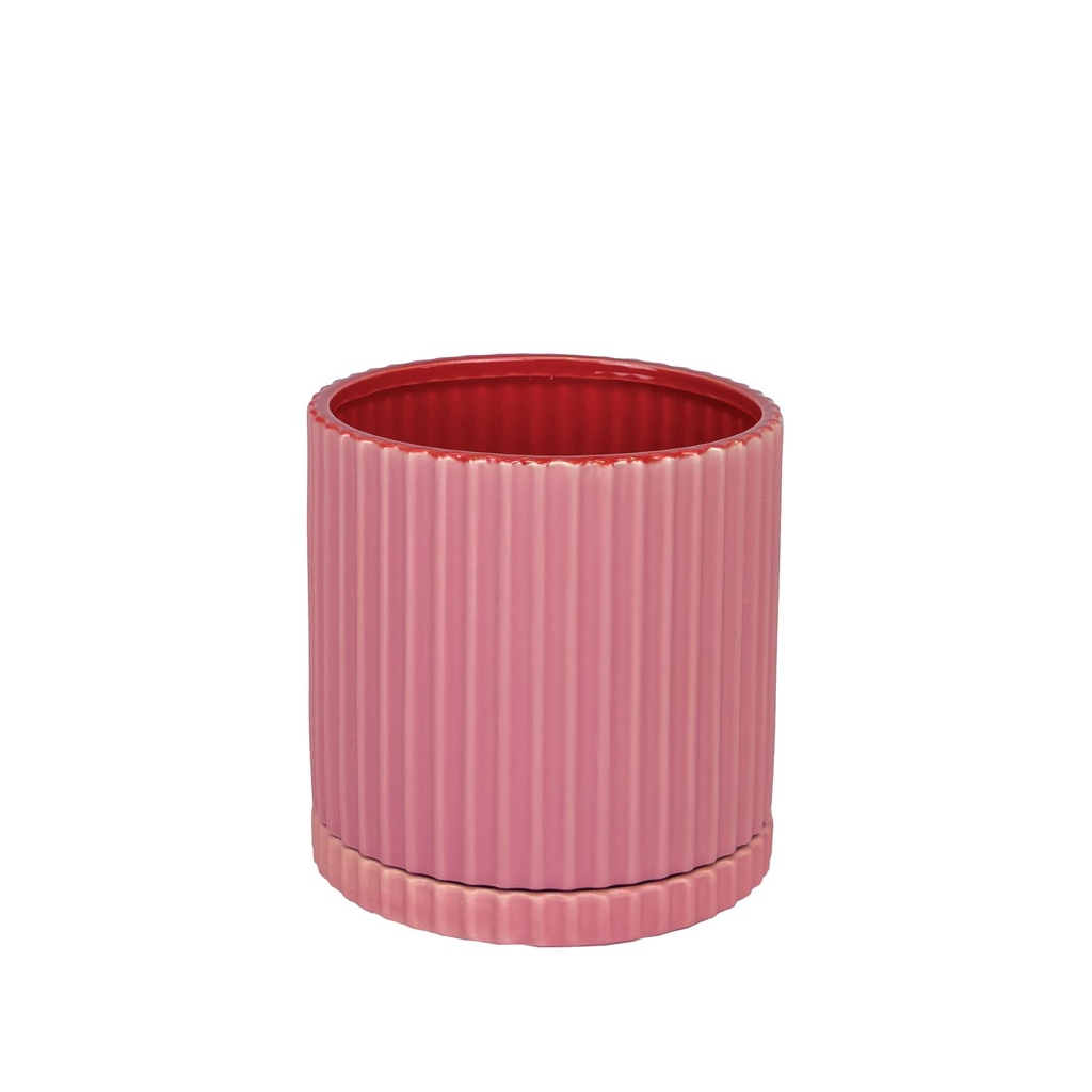 Caris pot round pink red 8x7.5"