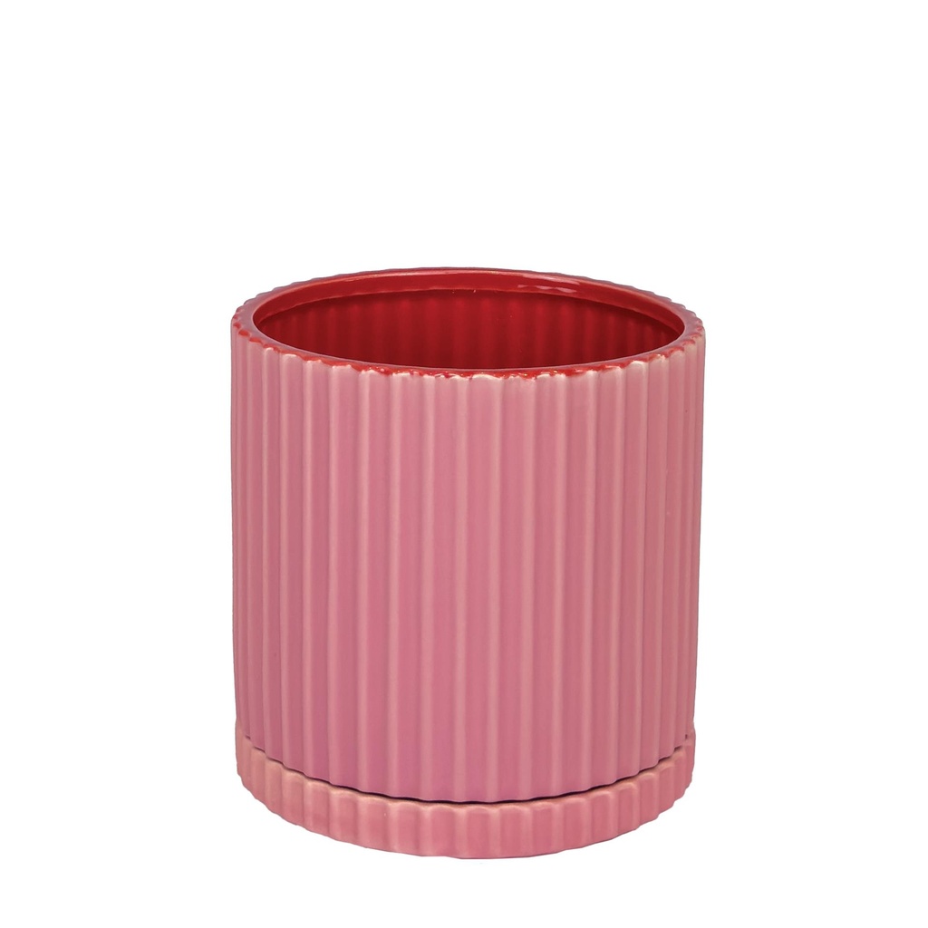Caris pot round pink red 9.5x9"