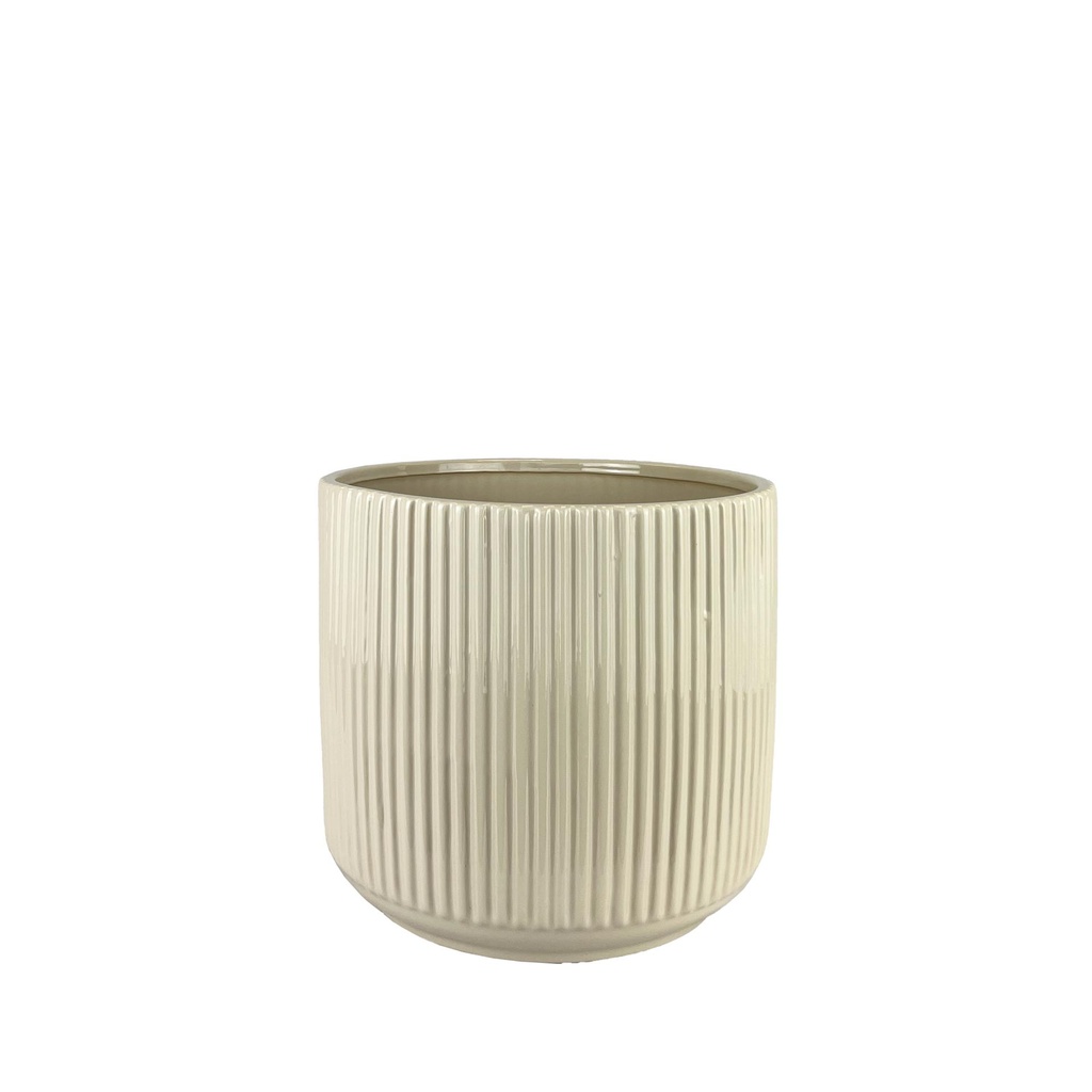 Della pot round beige - 11.75x10.5"