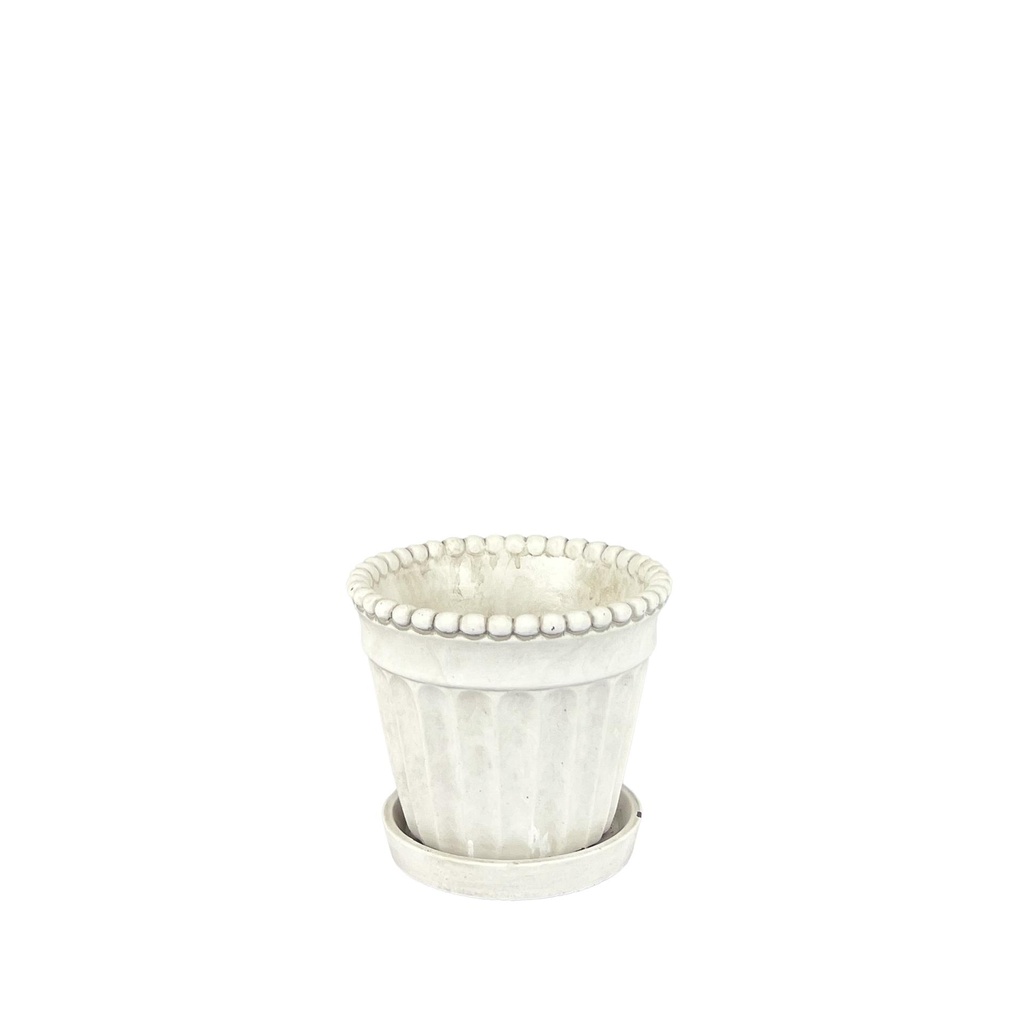 Indra pot round white 6.25x5.75"