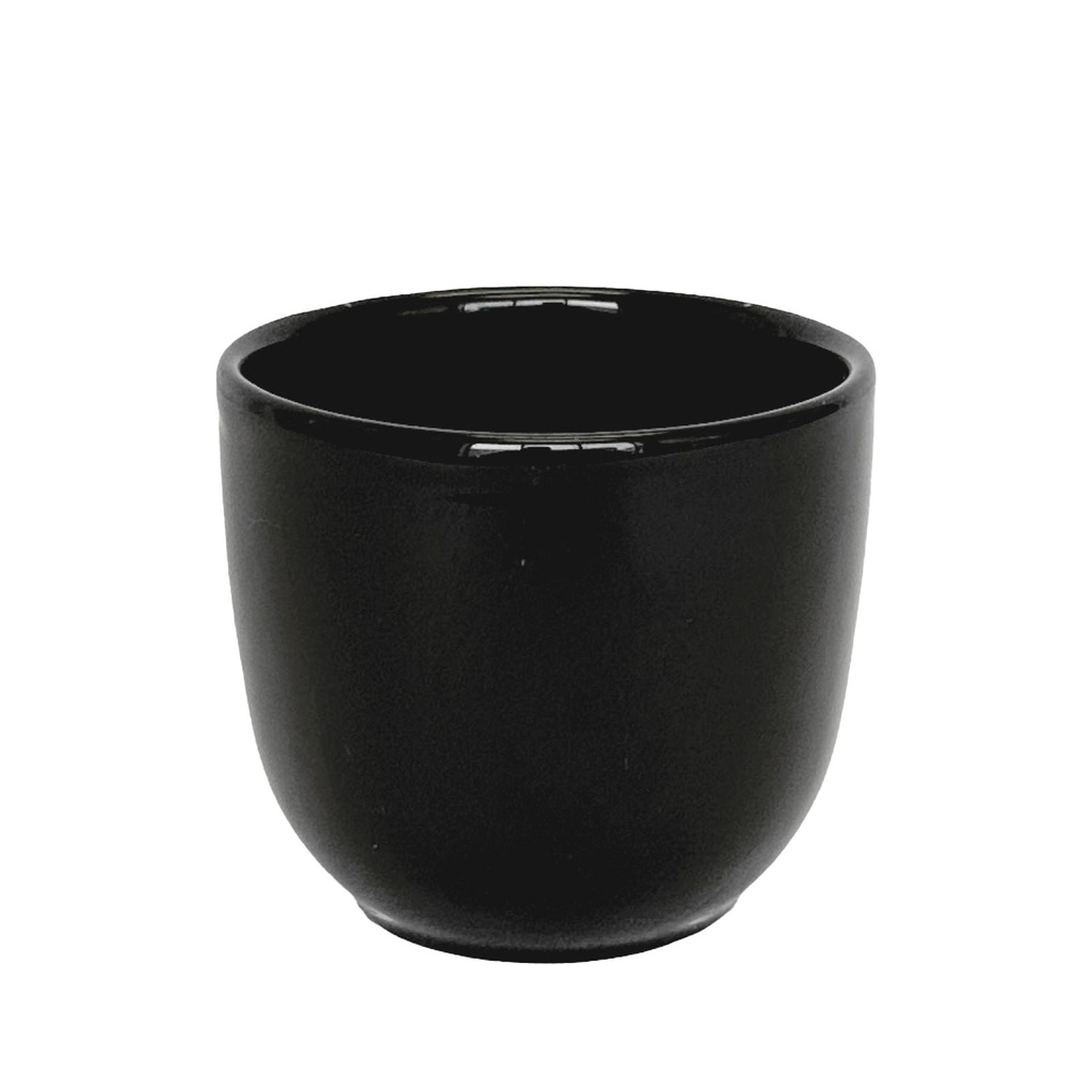 Lana pot round shiny black - 11x9.75"