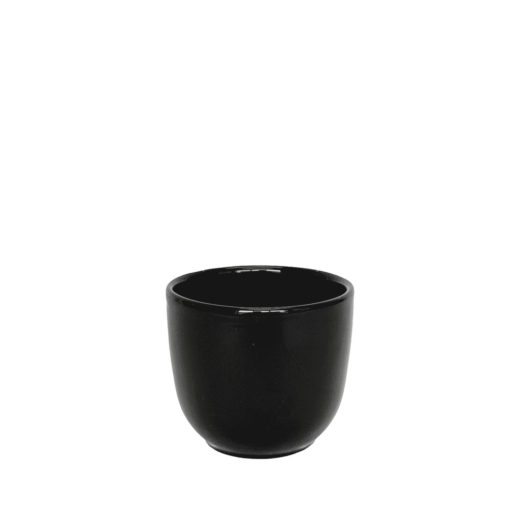 Lana pot round shiny black - 6.75x6.25"
