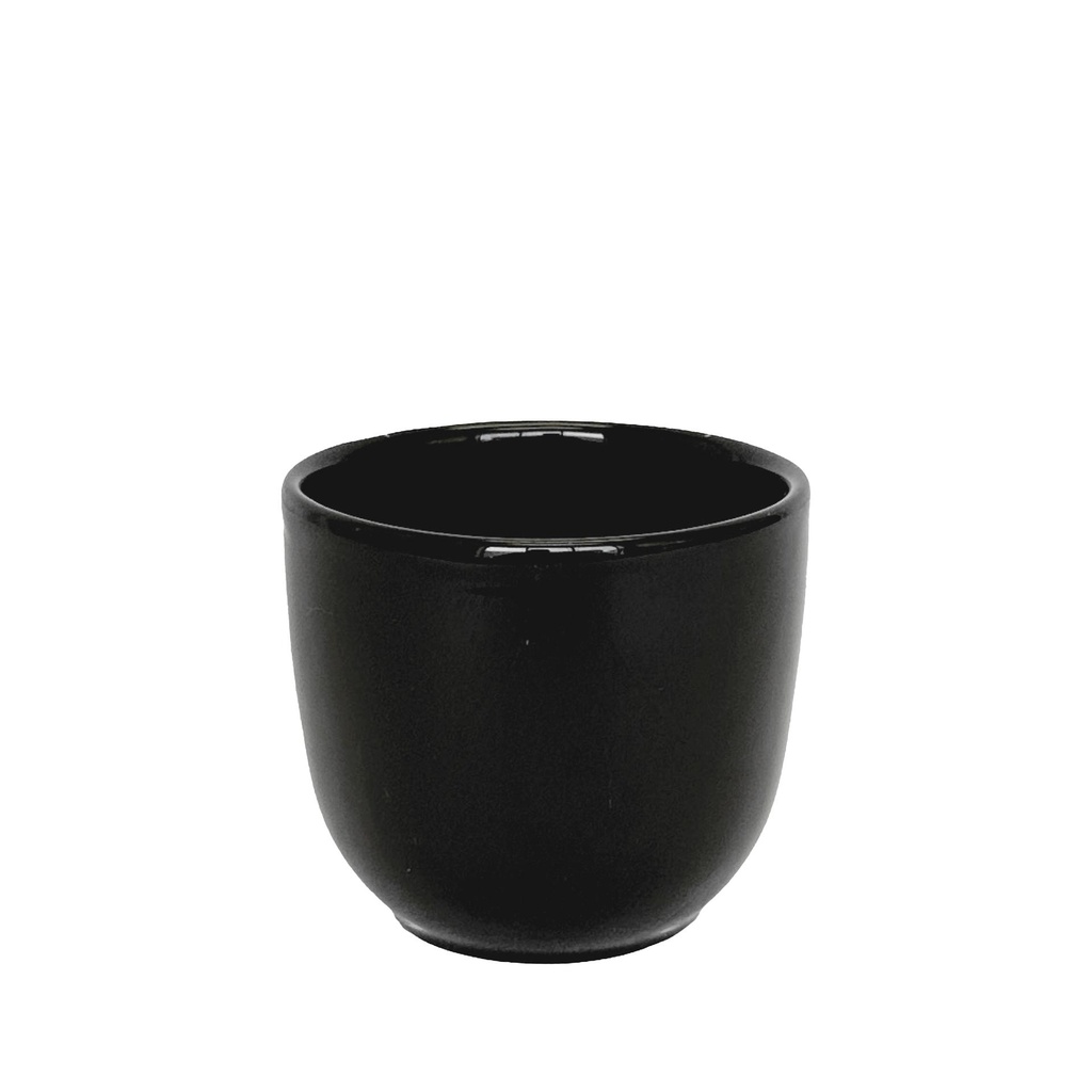 Lana pot round shiny black - 8.75x8"