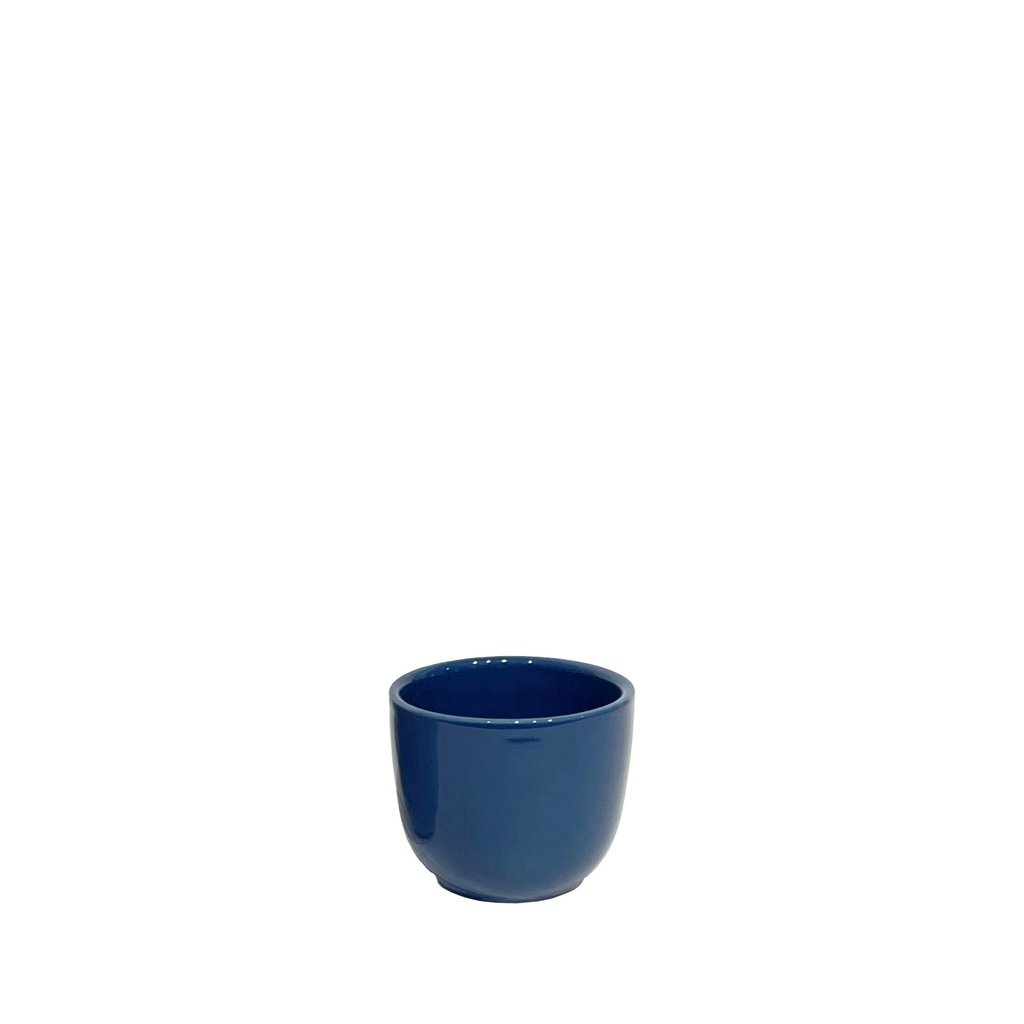 Lana pot round shiny blue - 4.75x4.25"