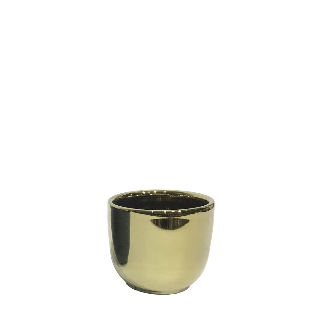 Lana pot round shiny gold - 8.75x8"