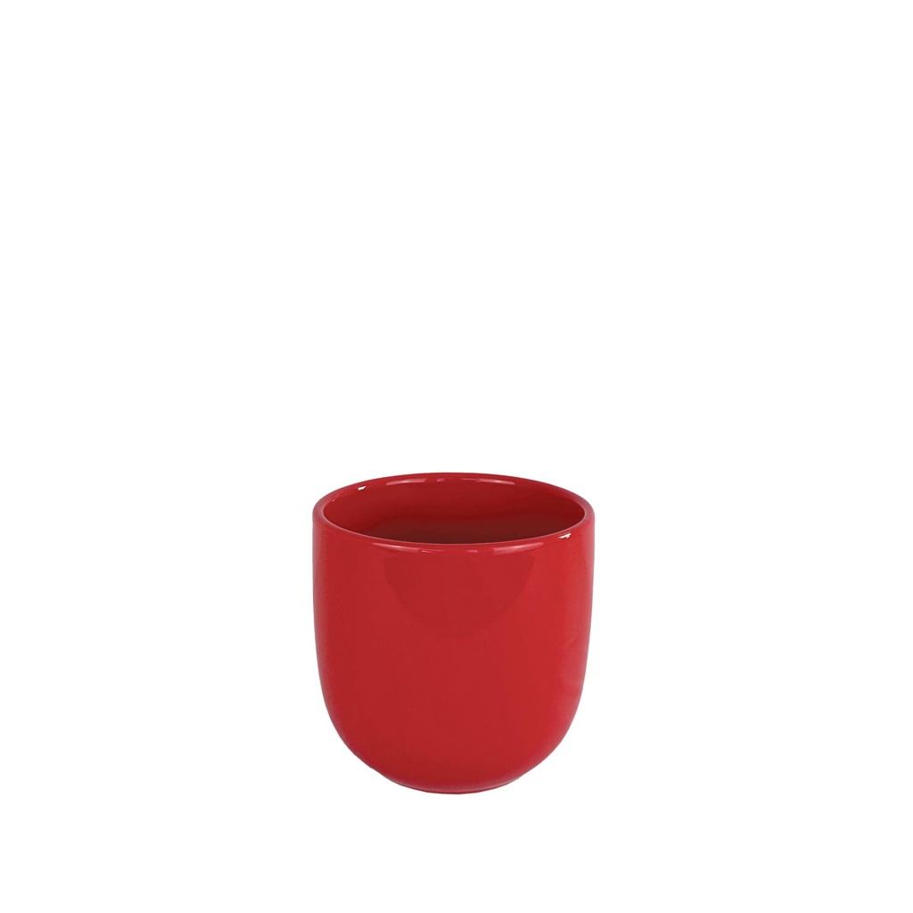 Lana pot round shiny red - 6.75x6.25"