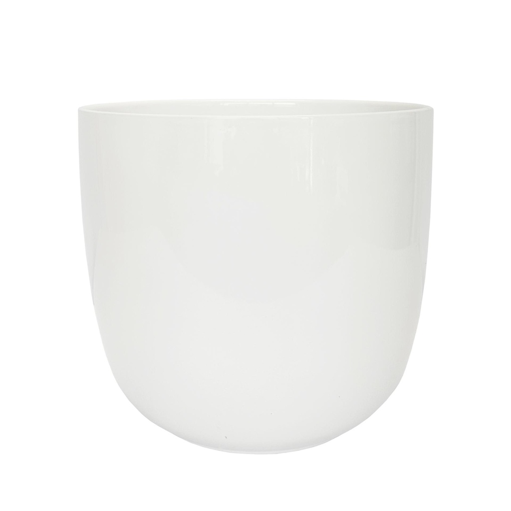 Lana pot round shiny white - 11x9.75"