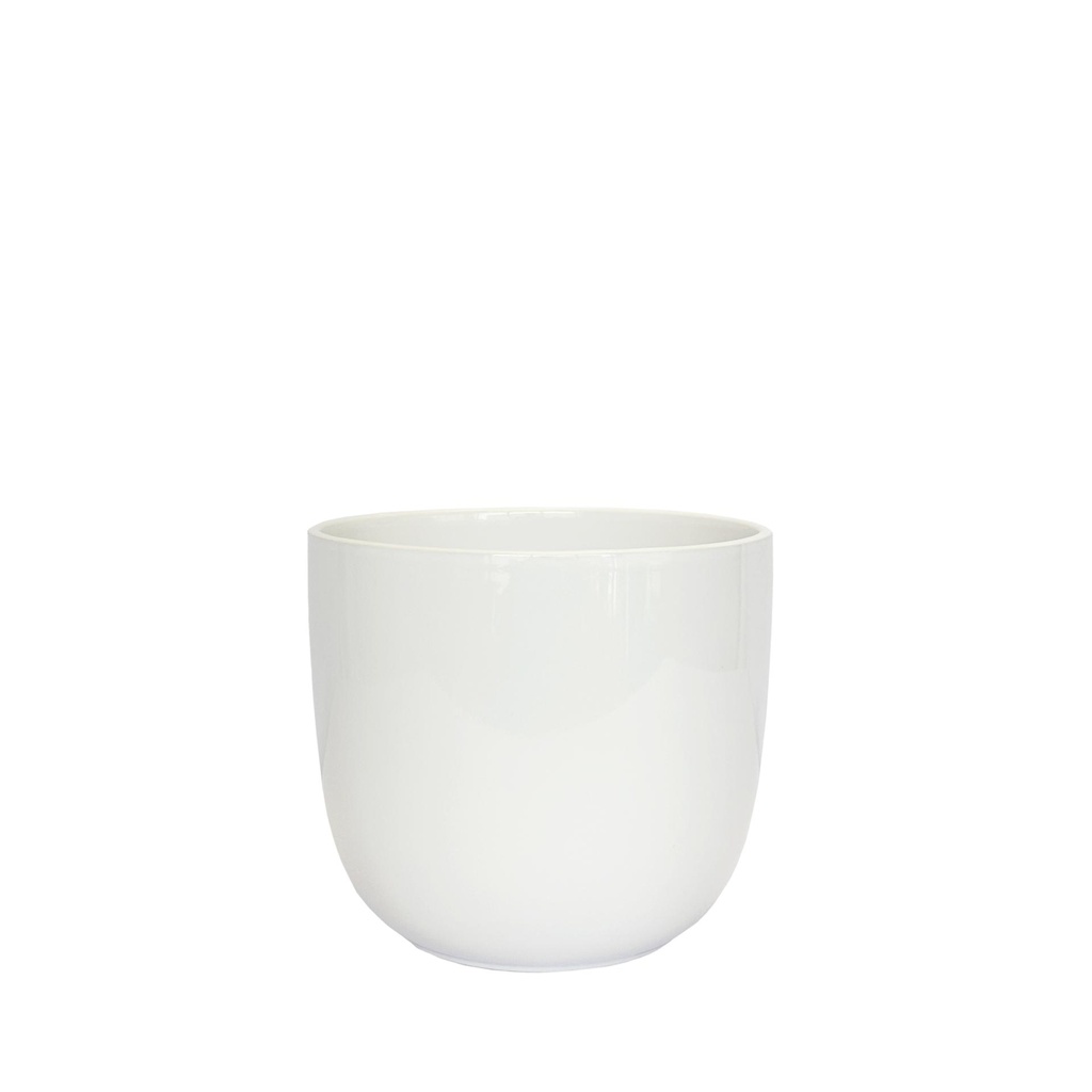 Lana pot round shiny white - 6.75x6.25"