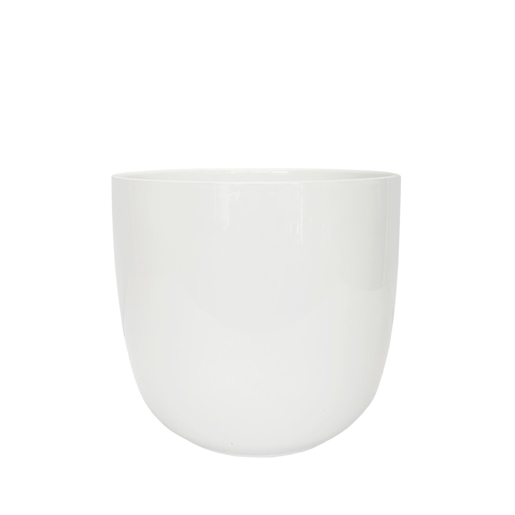 Lana pot round shiny white - 8.75x8"
