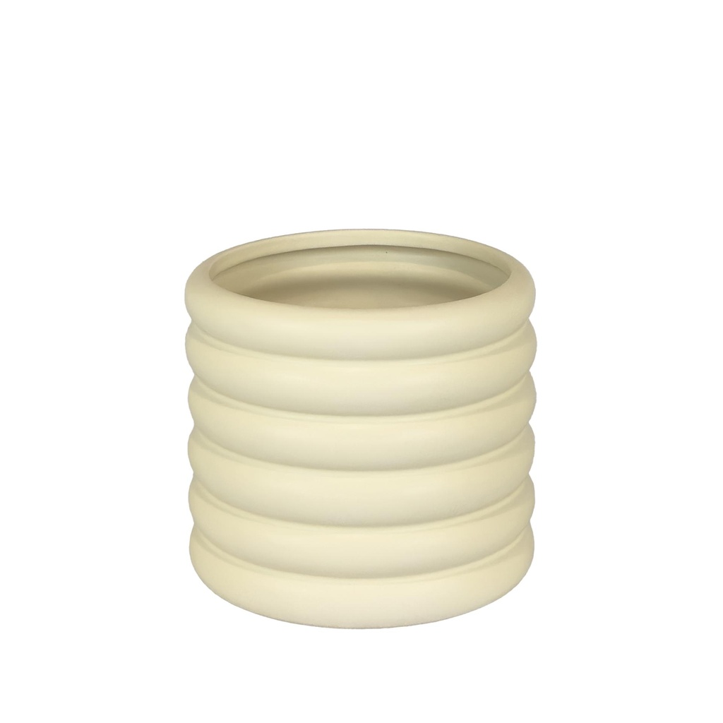 Luna pot round cream 7.75x6.25"