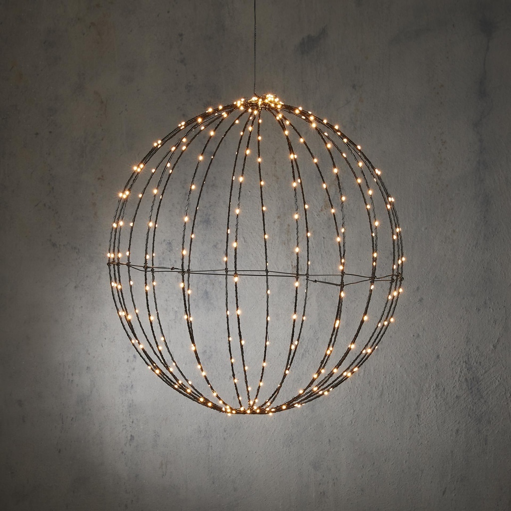 Outdoor LED Ball P/I on timer 320L Black Warm White - 20"