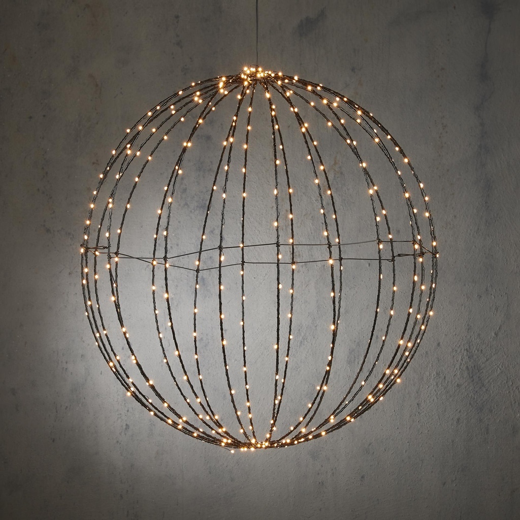 Outdoor LED Ball P/I on timer 400L Black Warm White - 24"