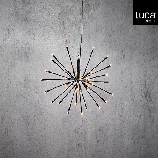 Outdoor LED Hanging Firework P/I 42L Black Classic White - 8.25"