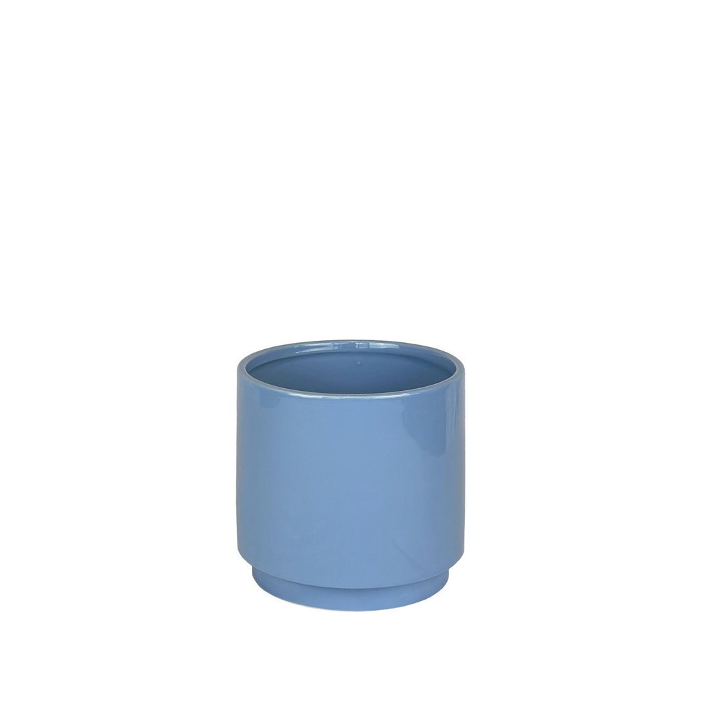 Silas pot round blue 7.25x6.5"