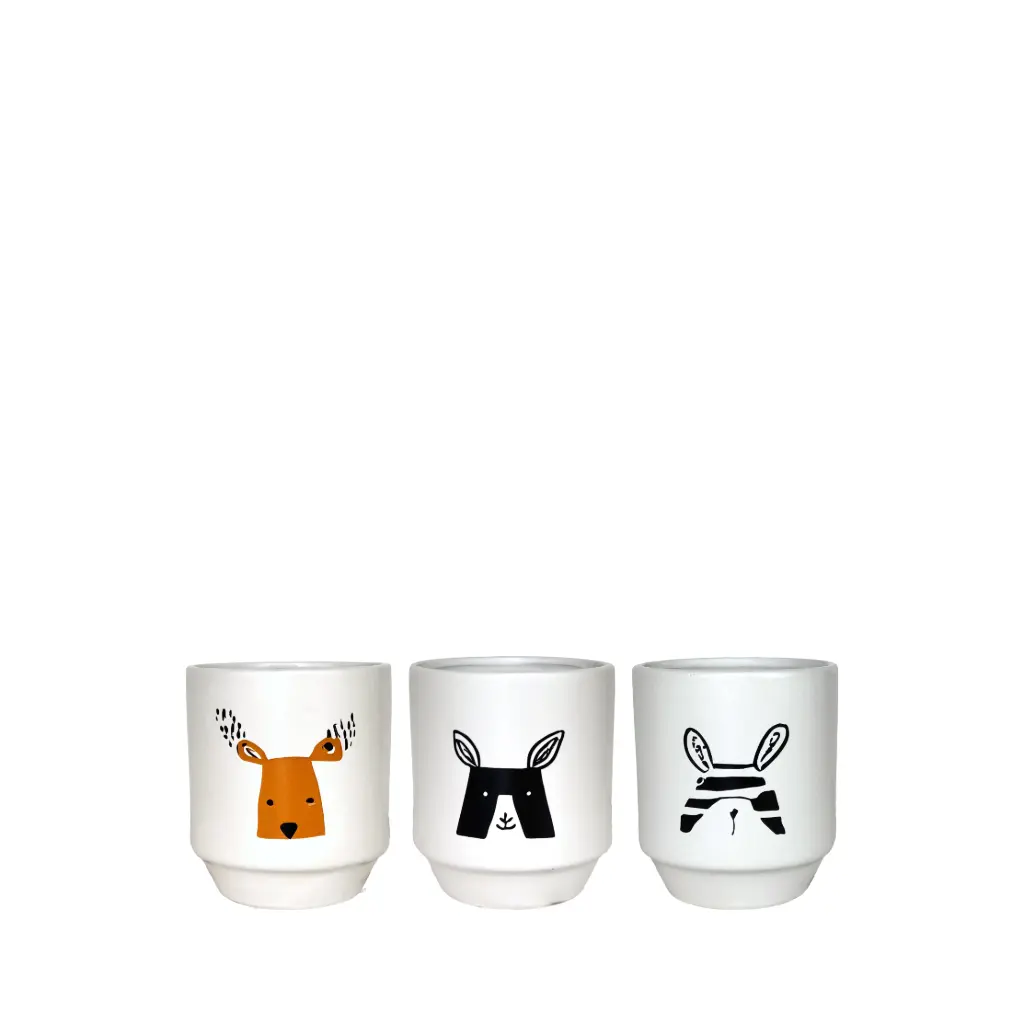 Fauna pot 3 assorted white - 4.75x5.5"
