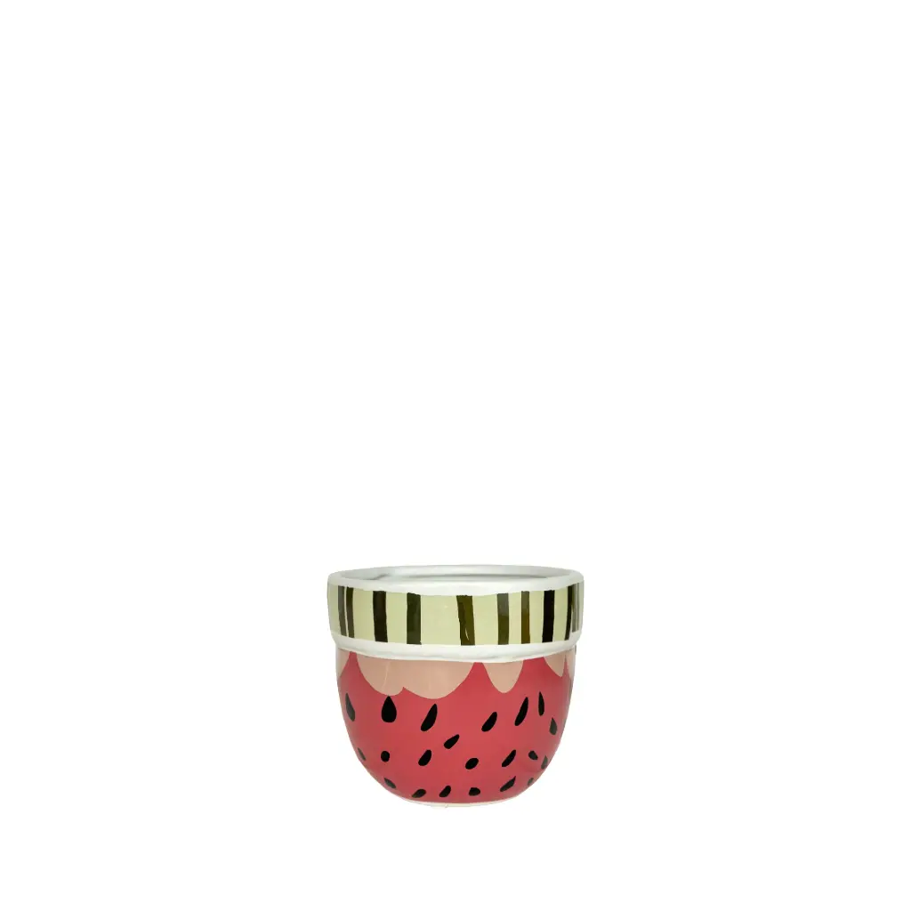 Watermelon pot round green pink - 5x4.25"