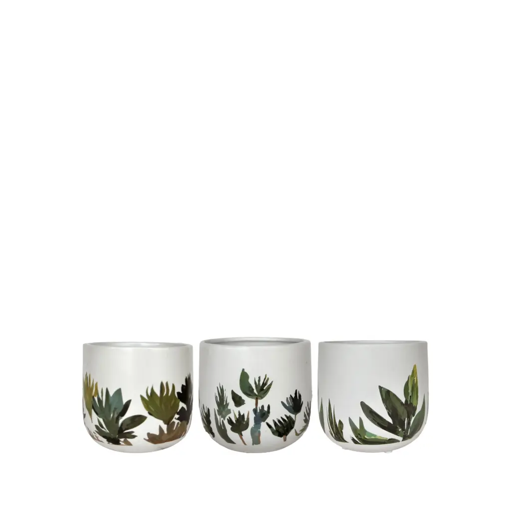 Mojave pot round 3 assorted white green - 4.5x4"