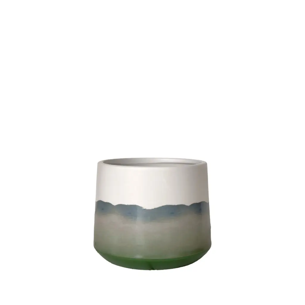 Paz pot round cream green - 7.25x5.75"