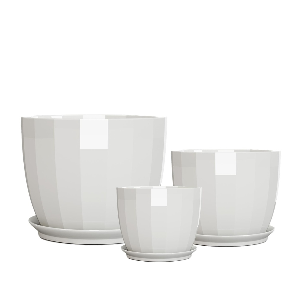 Linnie pot round set of 3 white - 8x7.5"