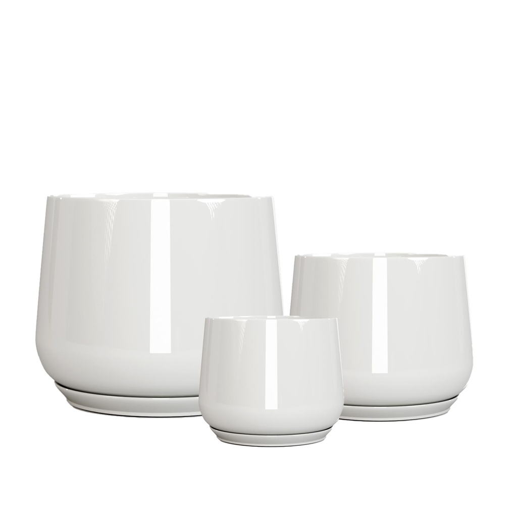 Nadia pot round set of 3 white - 8.5x7.5"