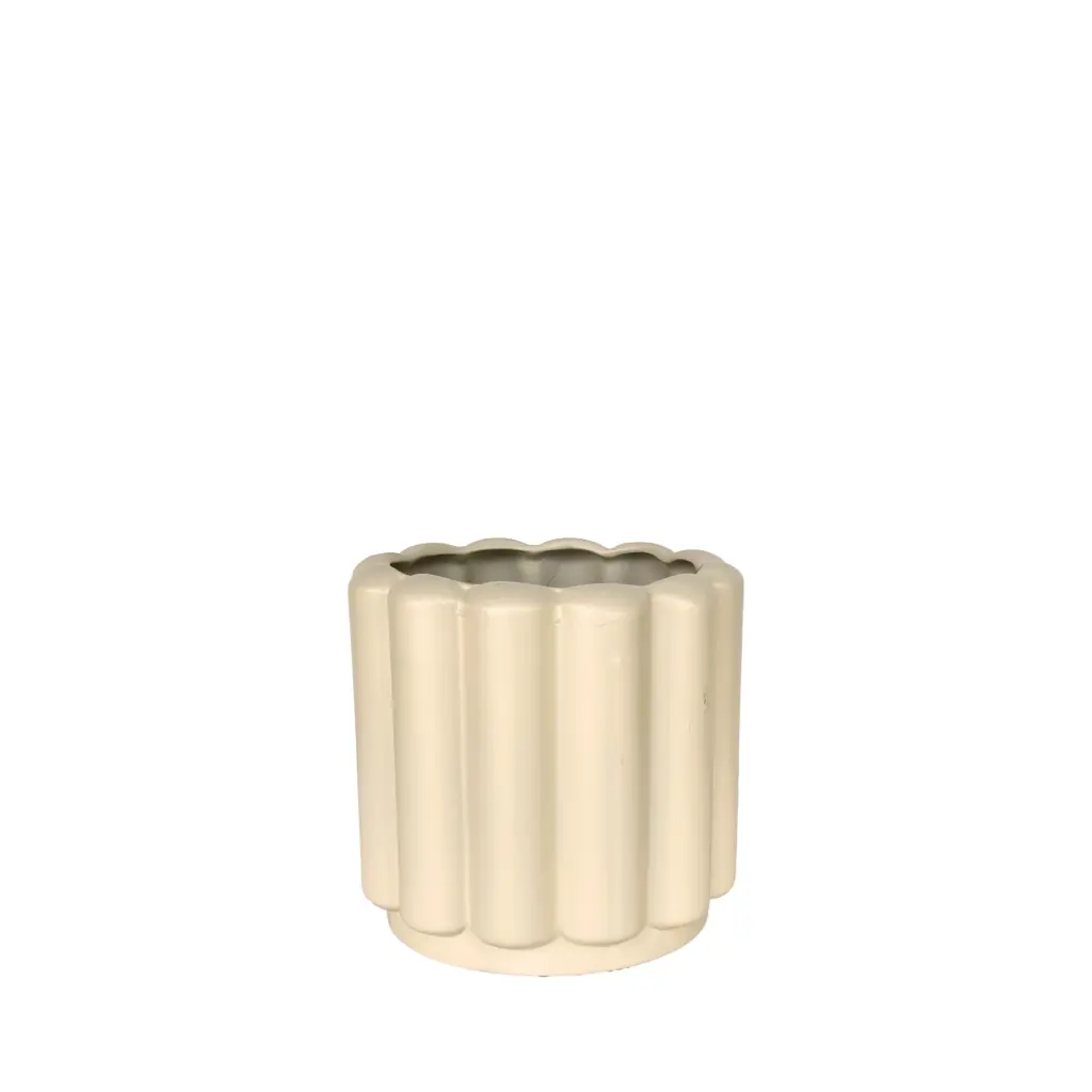 Beau pot round beige - 6.75x6.25"