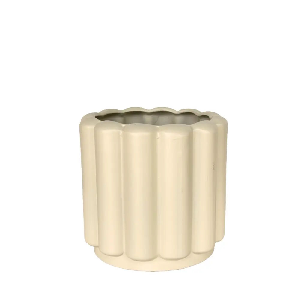 Beau pot round beige - 8.75x8"
