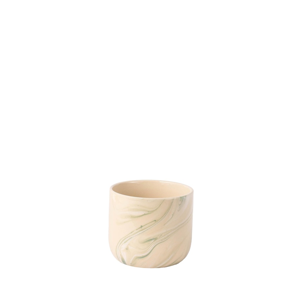 Liliana pot round green marble - 5.5x4.75"