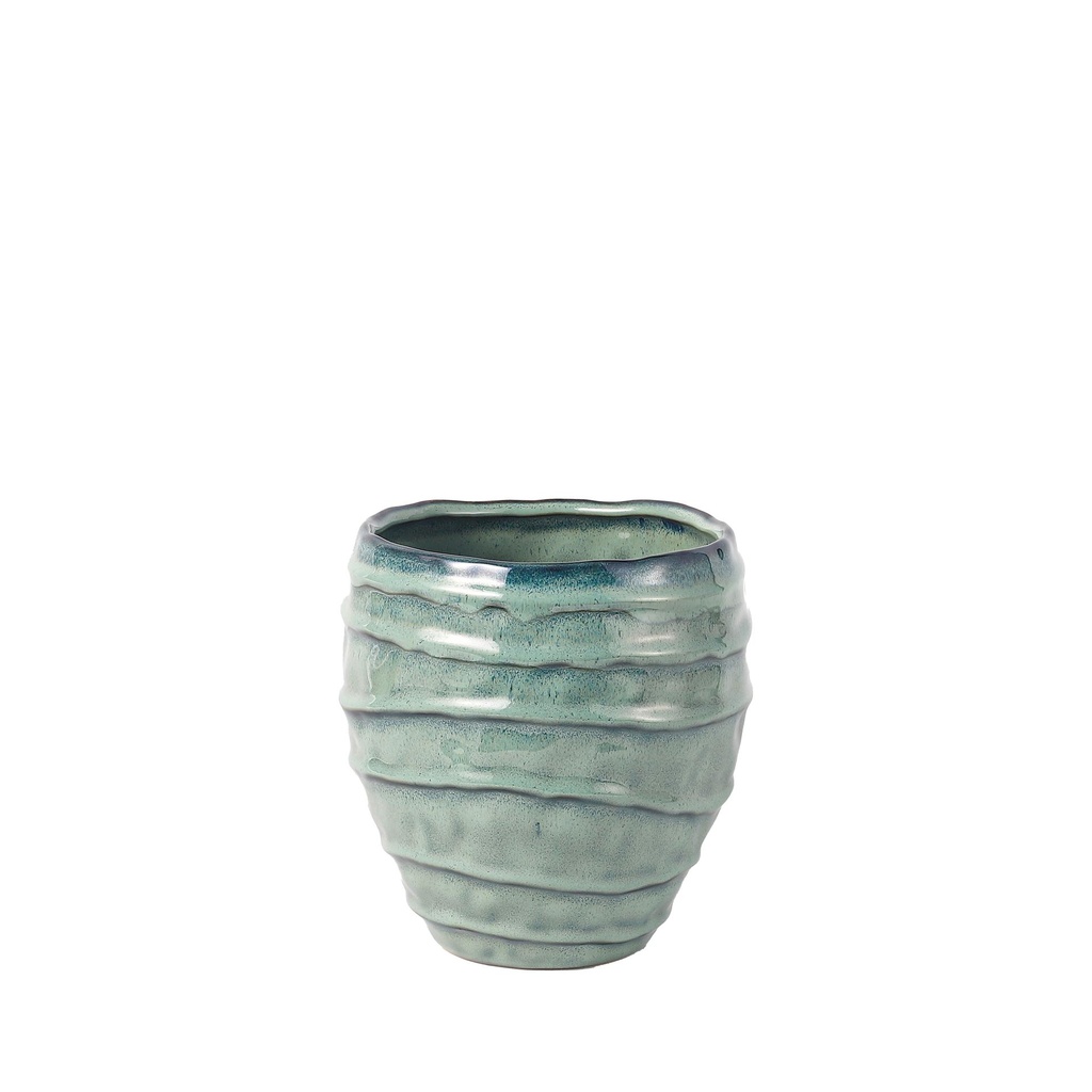 Pepe pot round blue - 6.75x7"