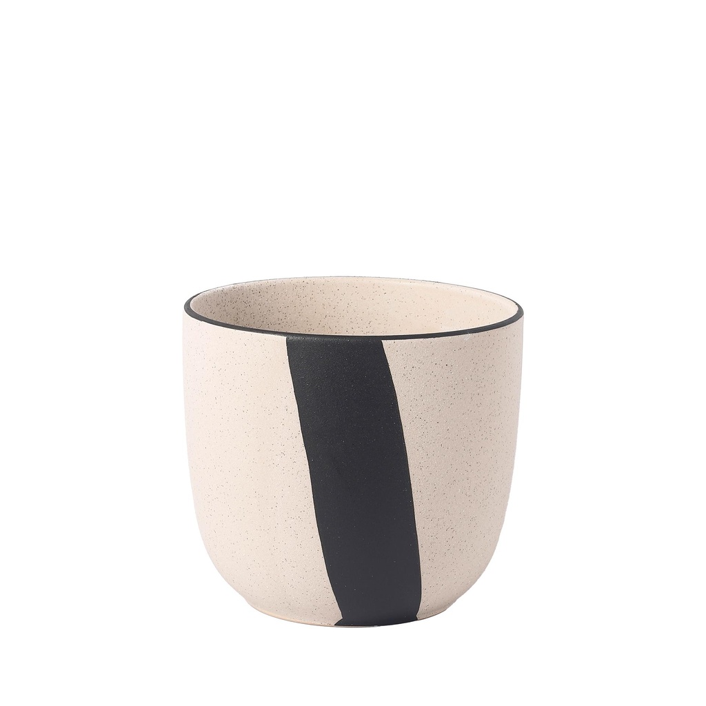 Taro pot round white sand, black - 8.25x7.25"