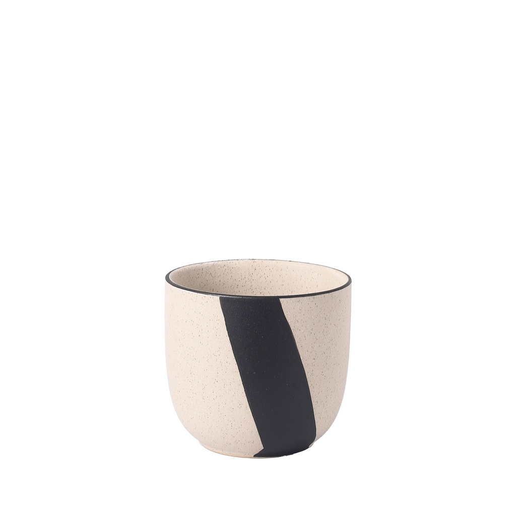Taro pot round white sand, black - 6.5x5.75"