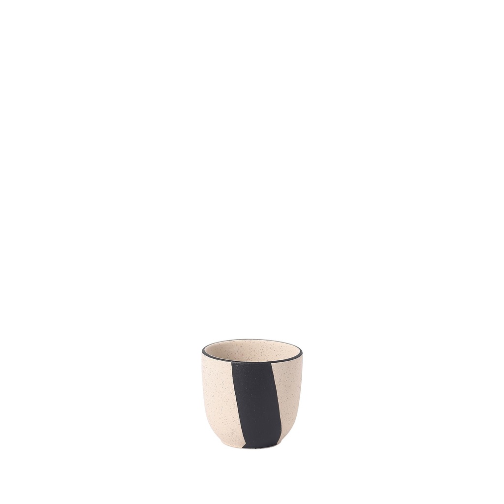 Taro pot round white sand, black - 4.5x4"