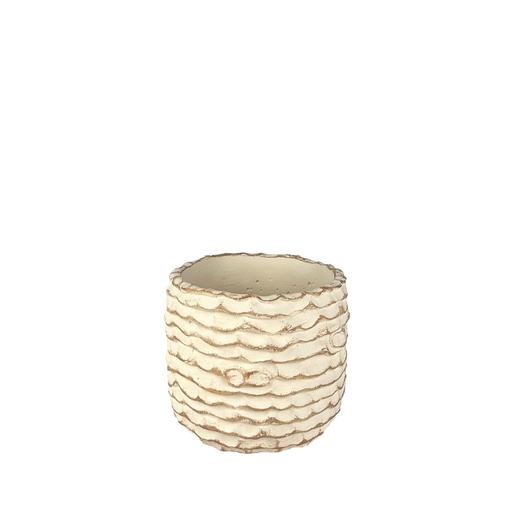 Rainer pot round white - 6x5.25"