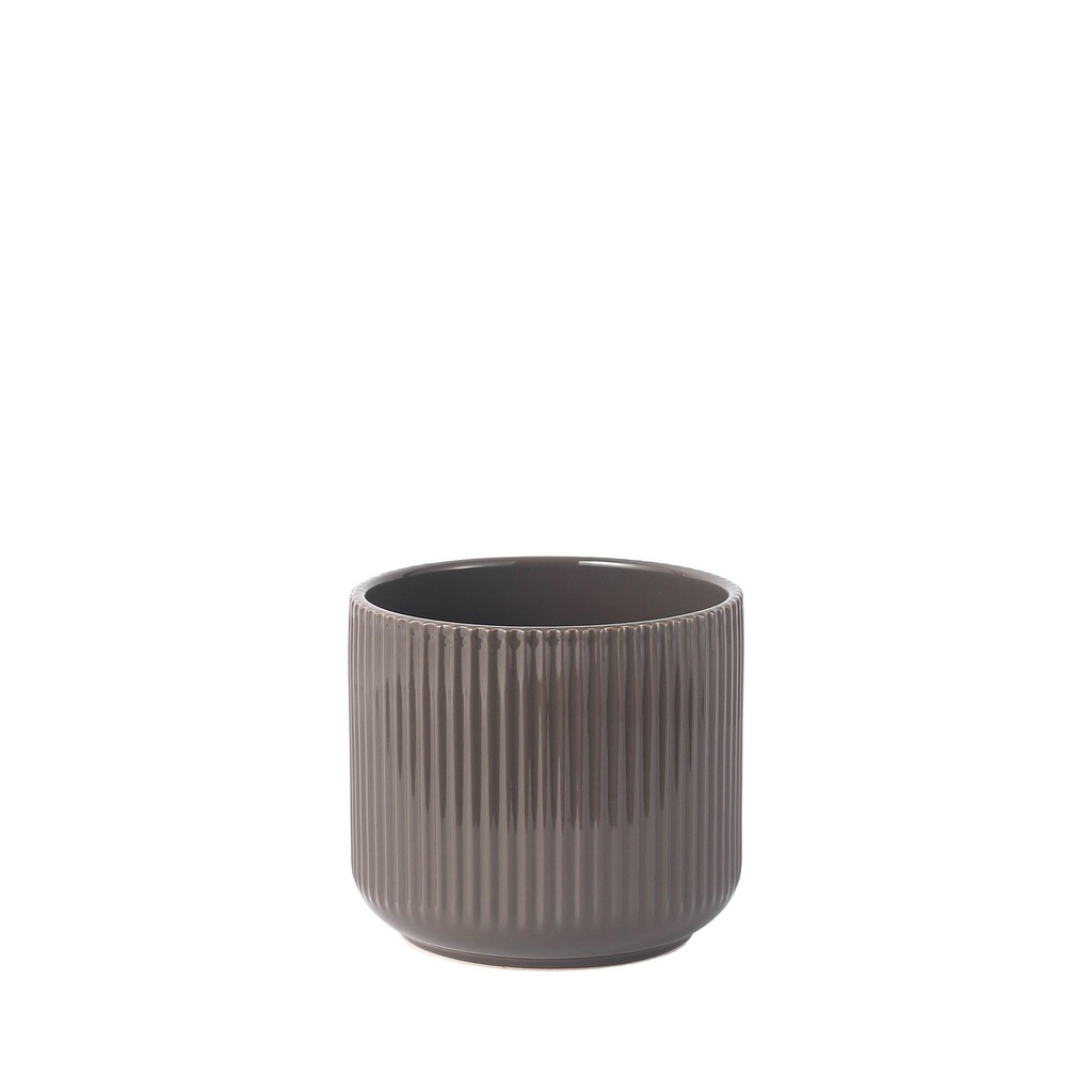 Della pot round dark brown - 7.5x6.75"