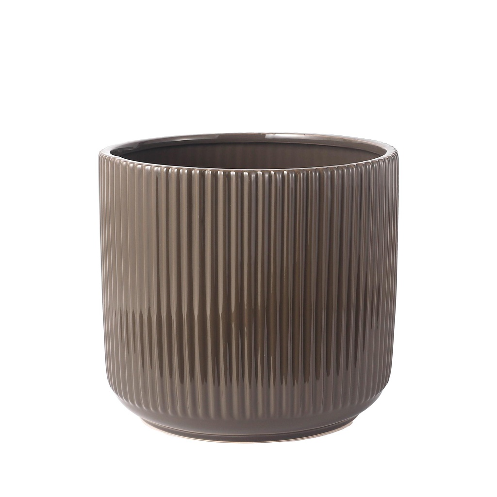 Della pot round dark brown - 11.75x10.5"