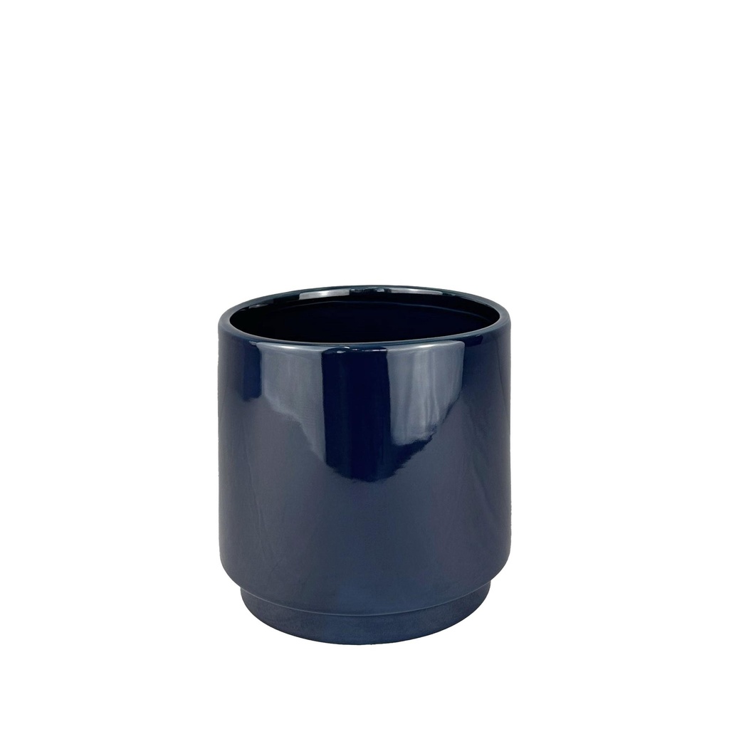 Silas pot round dark blue - 7.25x6.5"