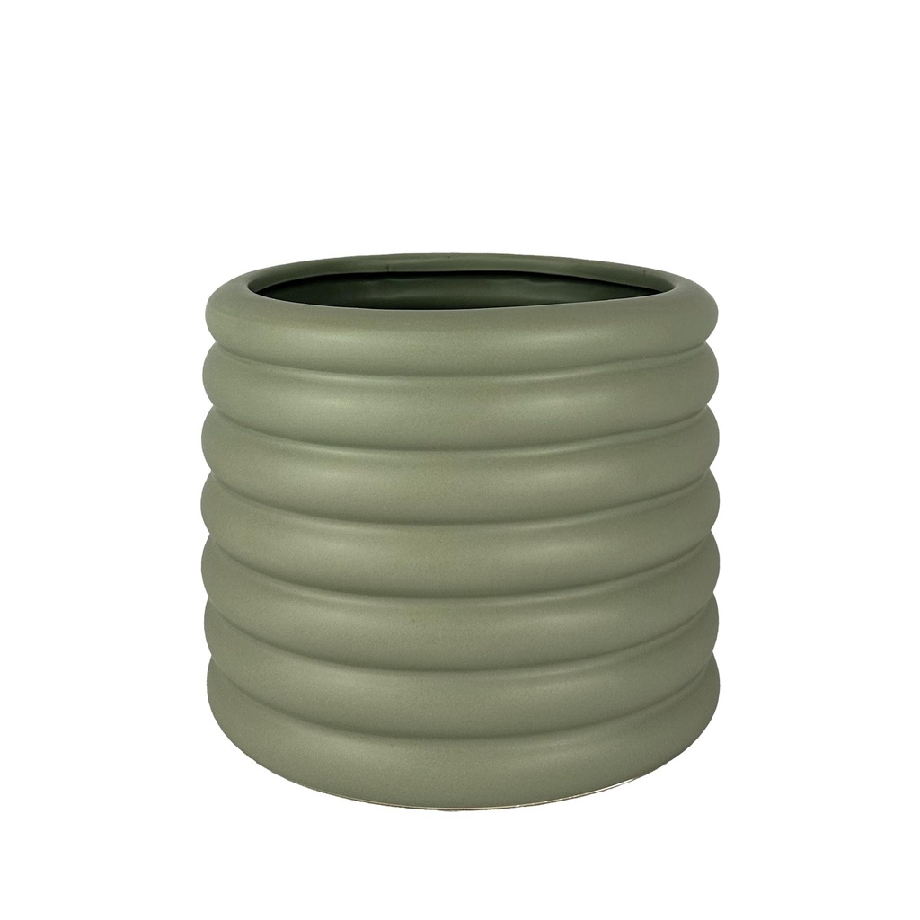 Luna pot round green - 10.5x8.25"