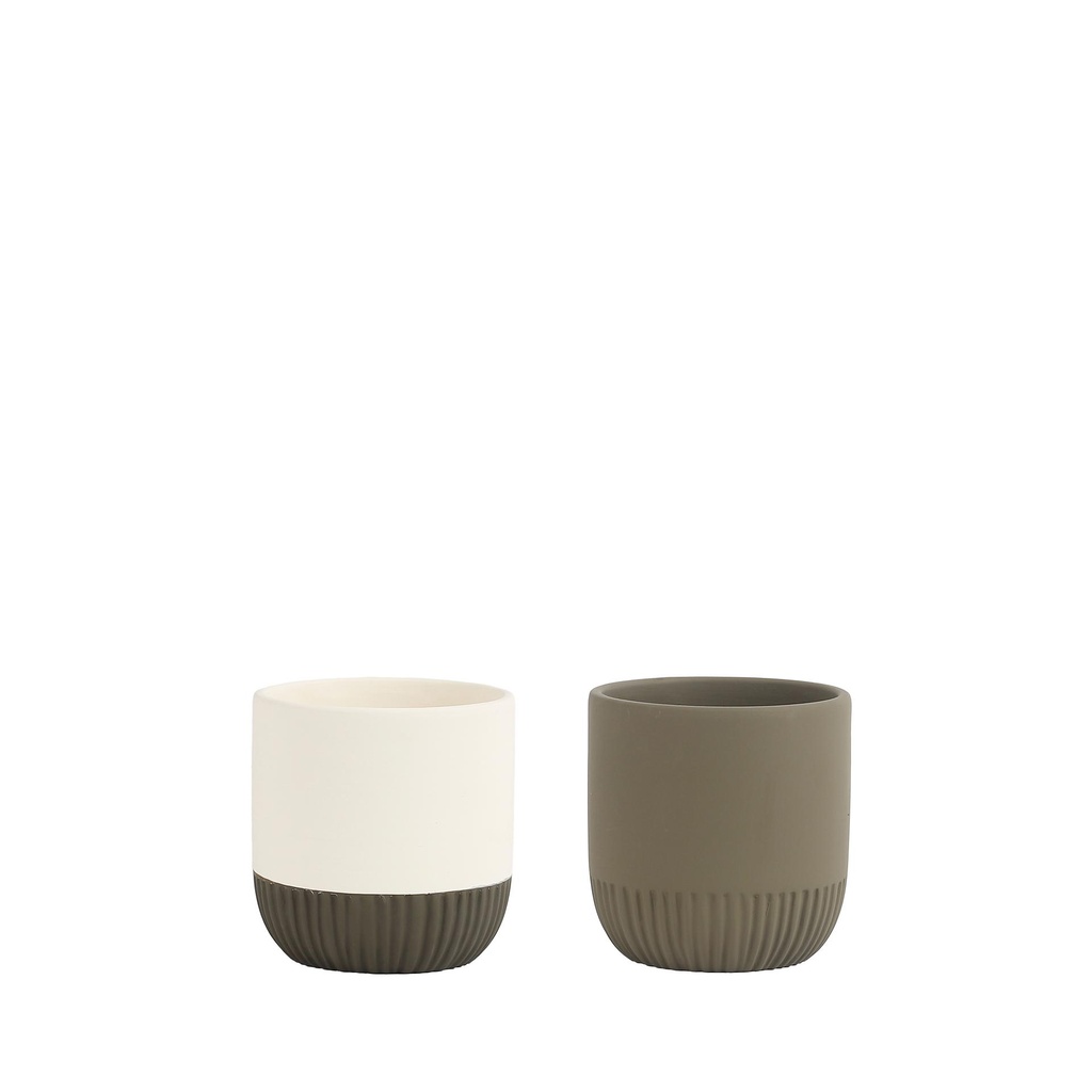Virgil pot round 2 assorted green cream - 4.5x4.5"