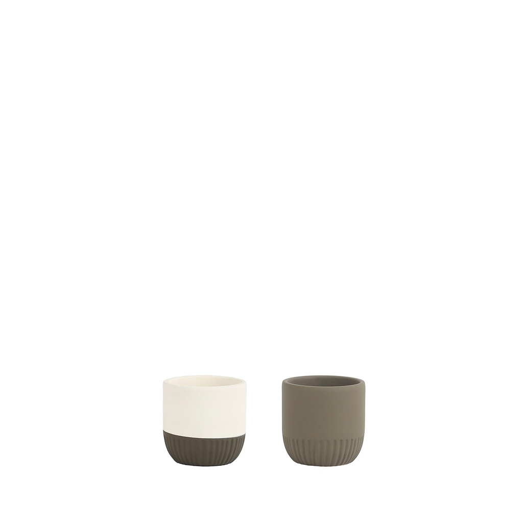 Virgil pot round 2 assorted green cream - 3x2.75"