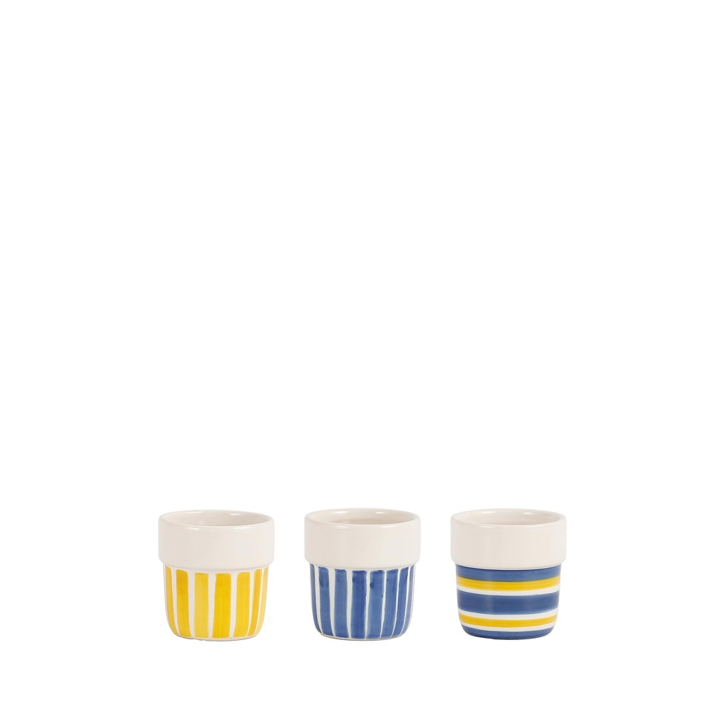 Vita pot round 3 assorted white blue yellow - 3x3"