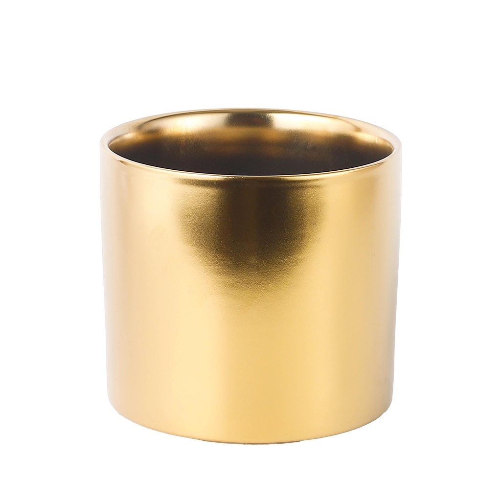 Atlas pot round matte gold - 11x10.25"
