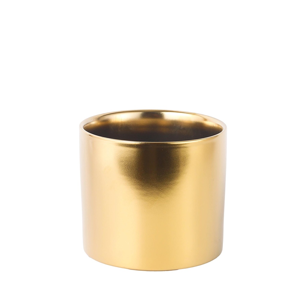 Atlas pot round matte gold - 9x8.5"