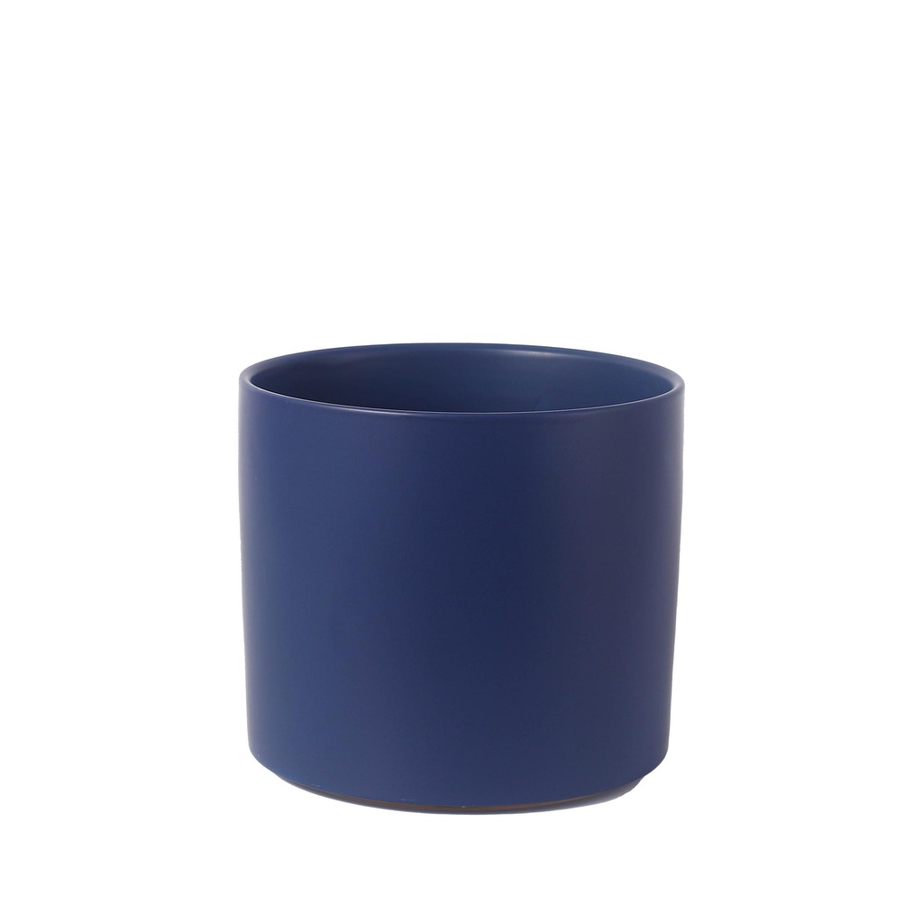 Atlas pot round matte blue - 9x8.5"