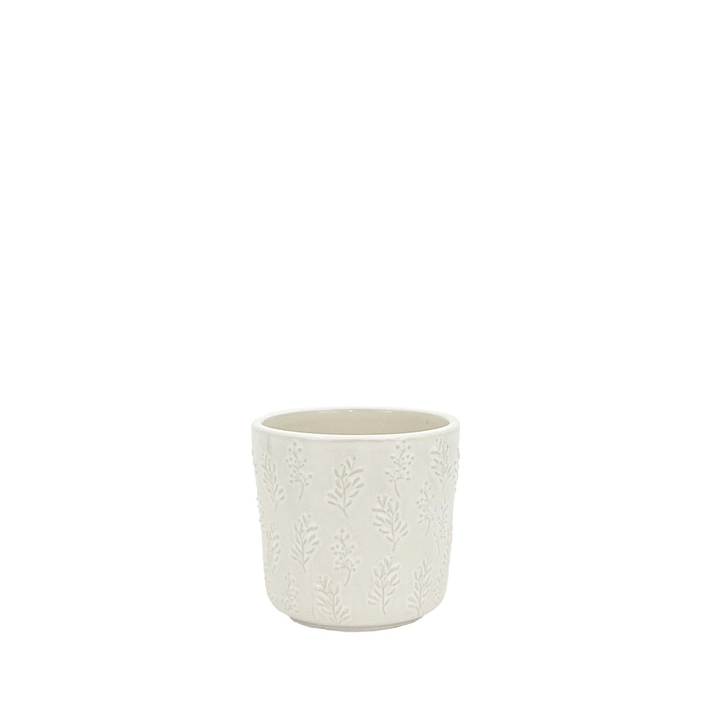 Sara pot round white - 4.25x4"