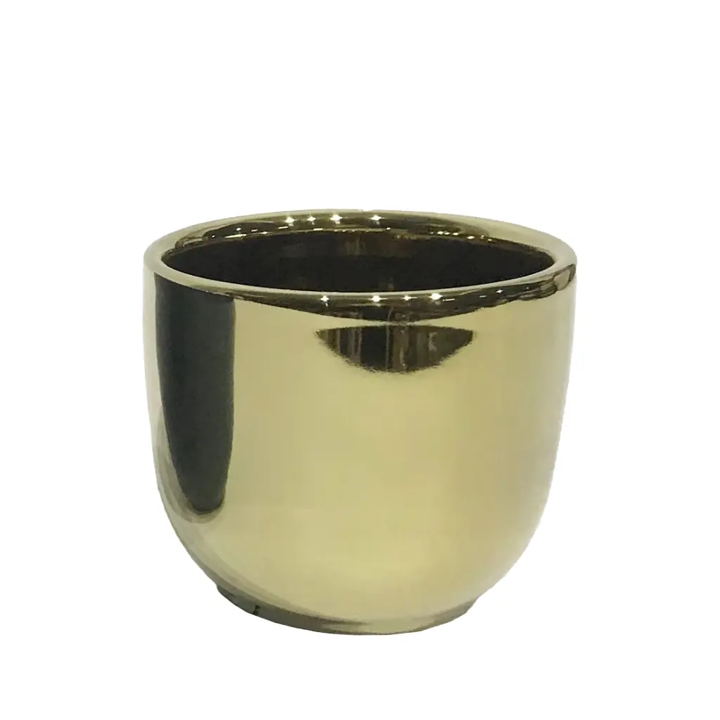 Lana pot round shiny gold - 11x9.75"