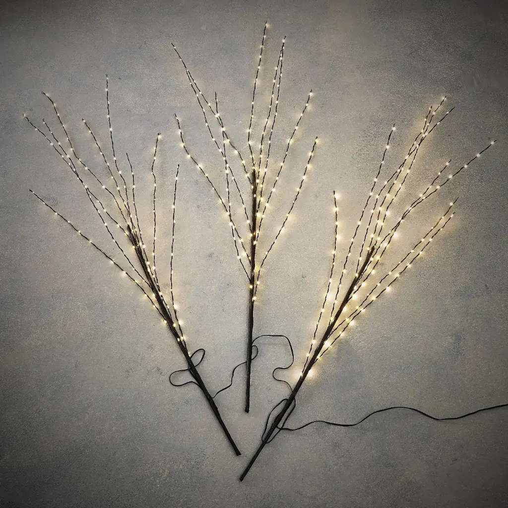 Branch led black warm white 480led IP44 3 pieces with timer - 11.75x39.5" 