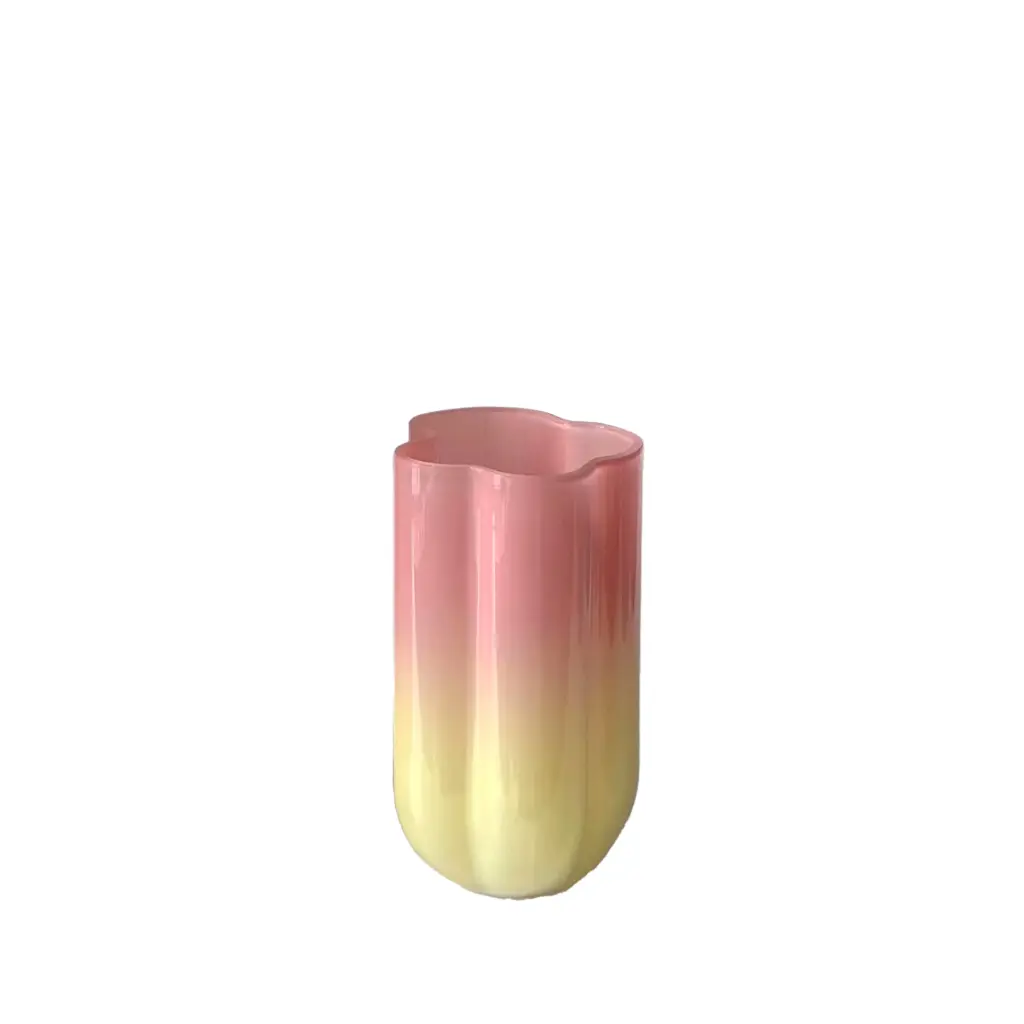 Narelle vase pink and yellow - 4.75x7.75" 