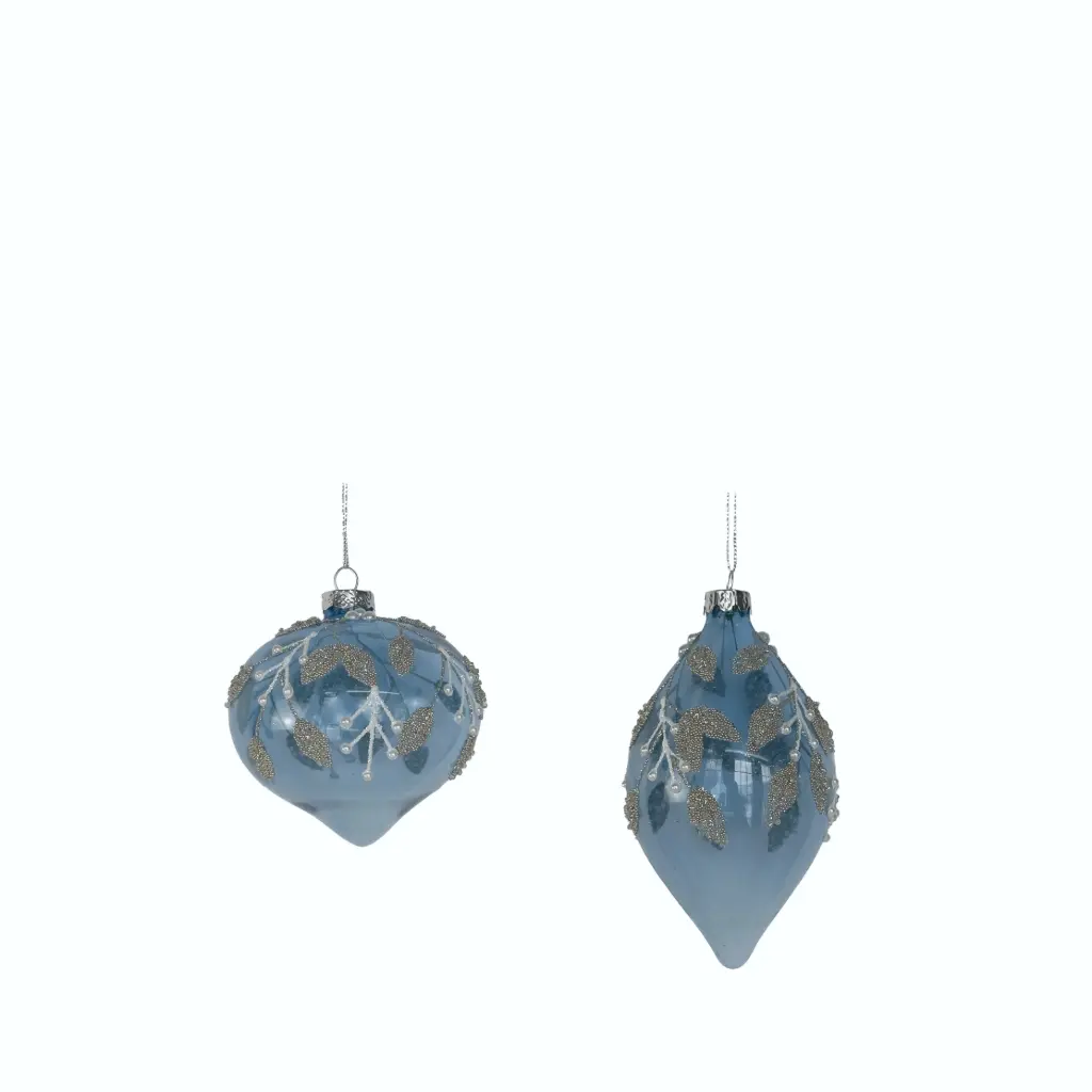 Ornament drop, bulb blue - 4"