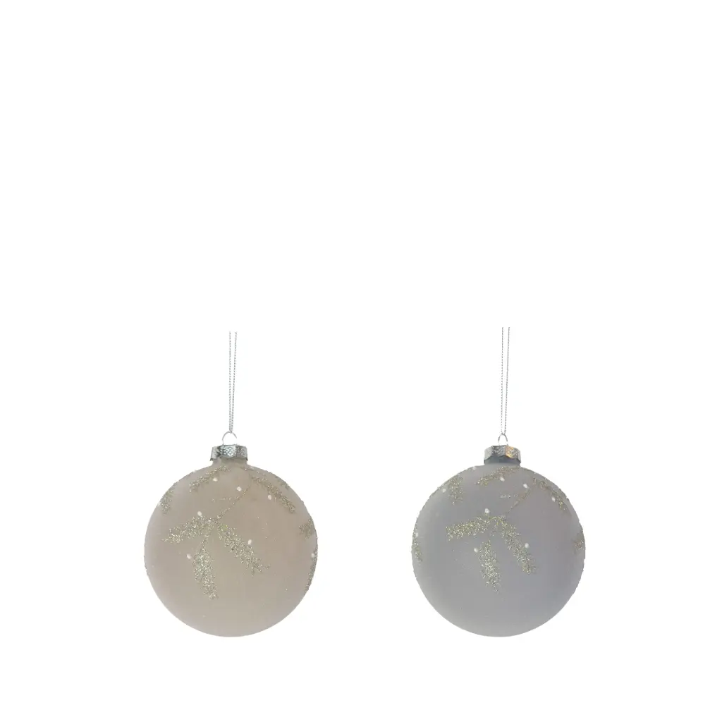 Ornament ball white blue - 4"